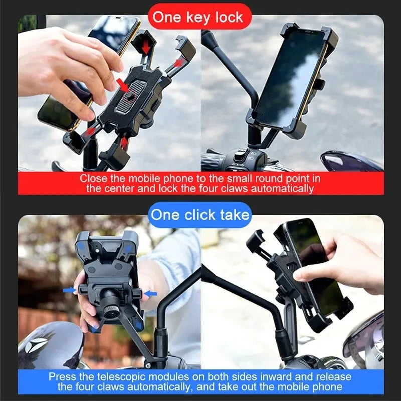 360° Rotatable Electric Bicycle Phone Holder for iPhone Xiaomi Riding MTB Bike Moto Motorcycle Stand Bracket Non-slip Cycling - black