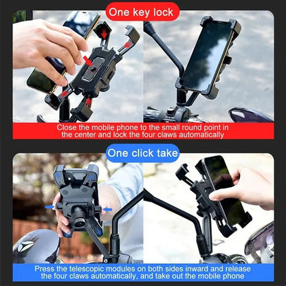 360° Rotatable Electric Bicycle Phone Holder for iPhone Xiaomi Riding MTB Bike Moto Motorcycle Stand Bracket Non-slip Cycling - black
