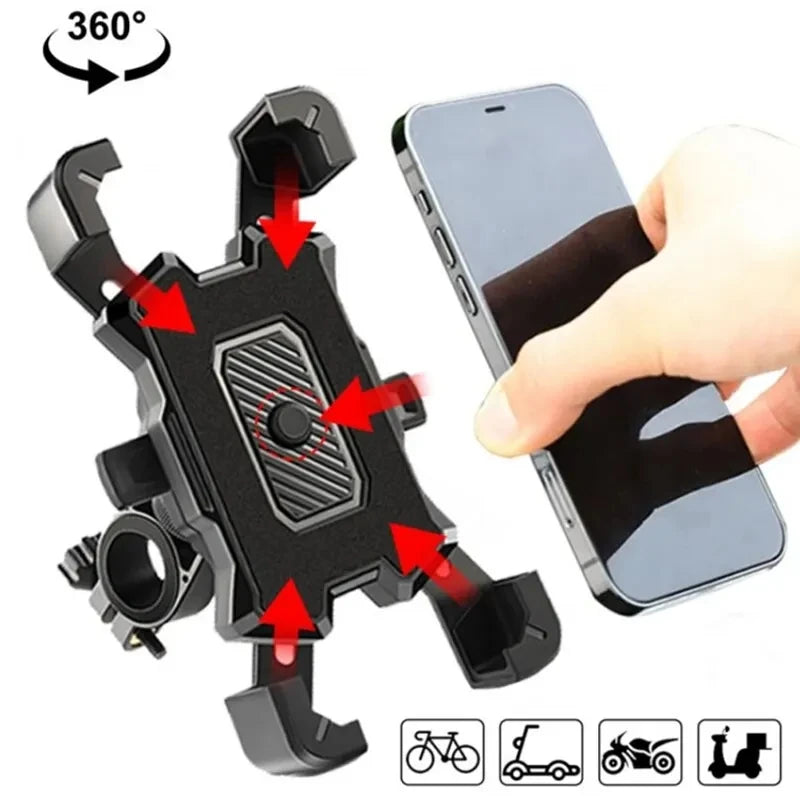 360° Rotatable Electric Bicycle Phone Holder for iPhone Xiaomi Riding MTB Bike Moto Motorcycle Stand Bracket Non-slip Cycling - black