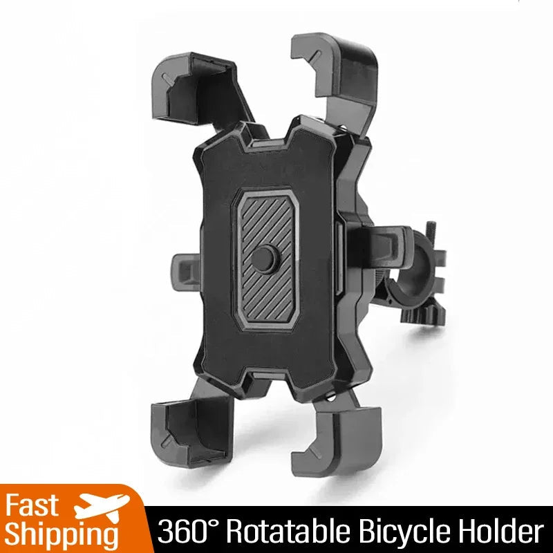 360° Rotatable Electric Bicycle Phone Holder for iPhone Xiaomi Riding MTB Bike Moto Motorcycle Stand Bracket Non-slip Cycling - black