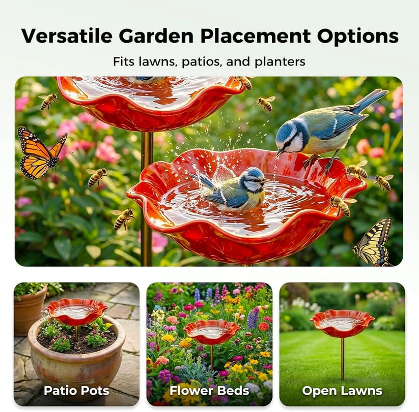Romessia™ - Colorful Metal Flower Stake for Birds, Bees & Butterflies