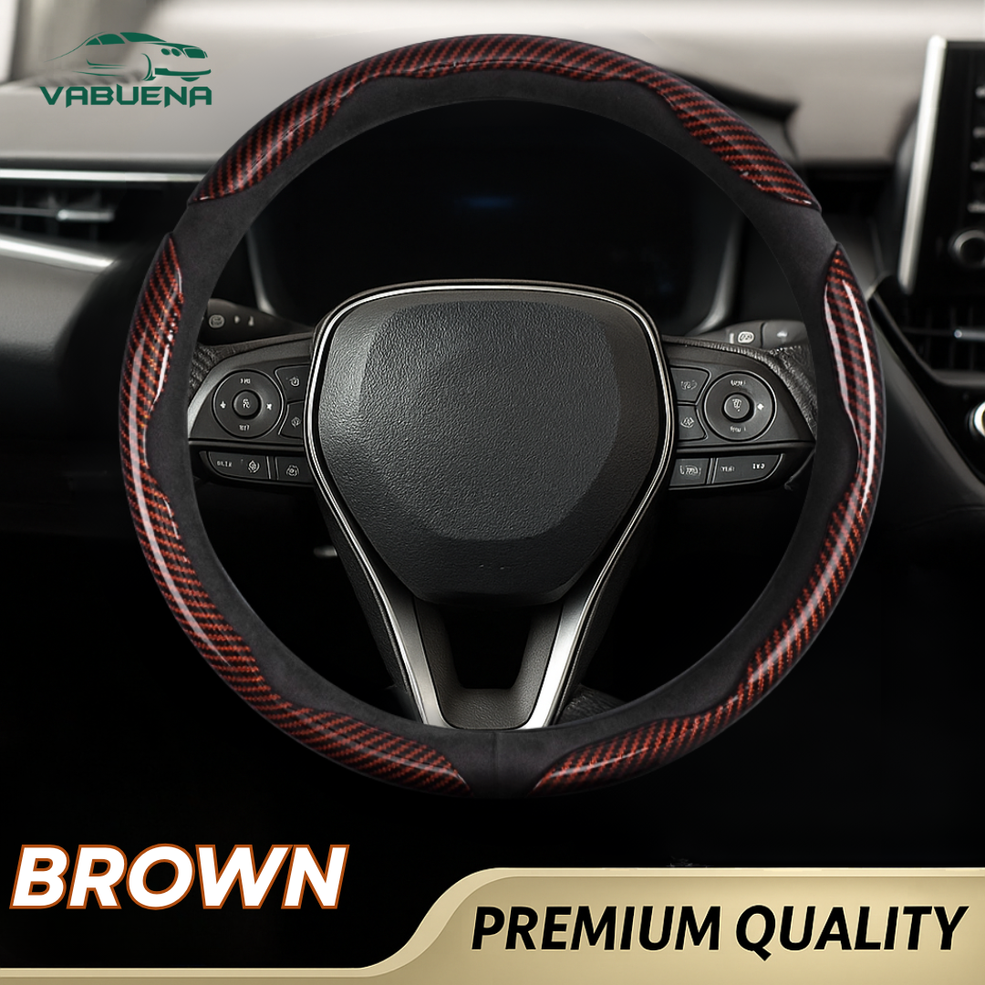 Samoz Shield - Universal Fit Anti-Slip Carbon Fiber Silicone Steering Wheel Cover