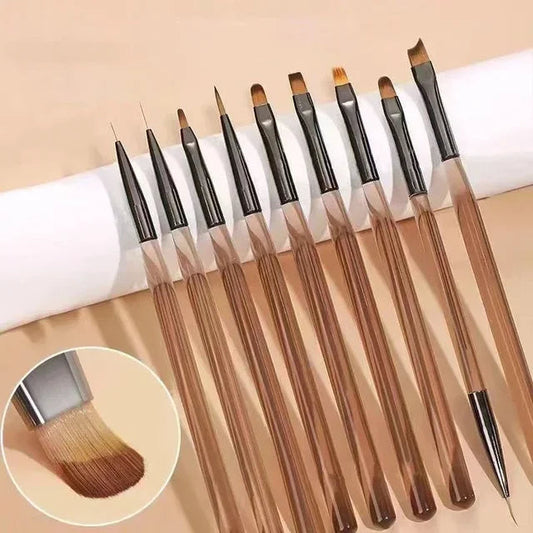 9 PC UV Gel Nail Art Brush Set for Painting Nails Tip Display Painting Tool