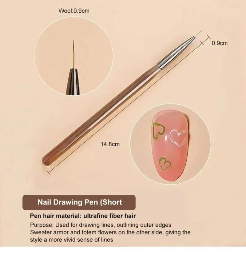 9 PC UV Gel Nail Art Brush Set for Painting Nails Tip Display Painting Tool