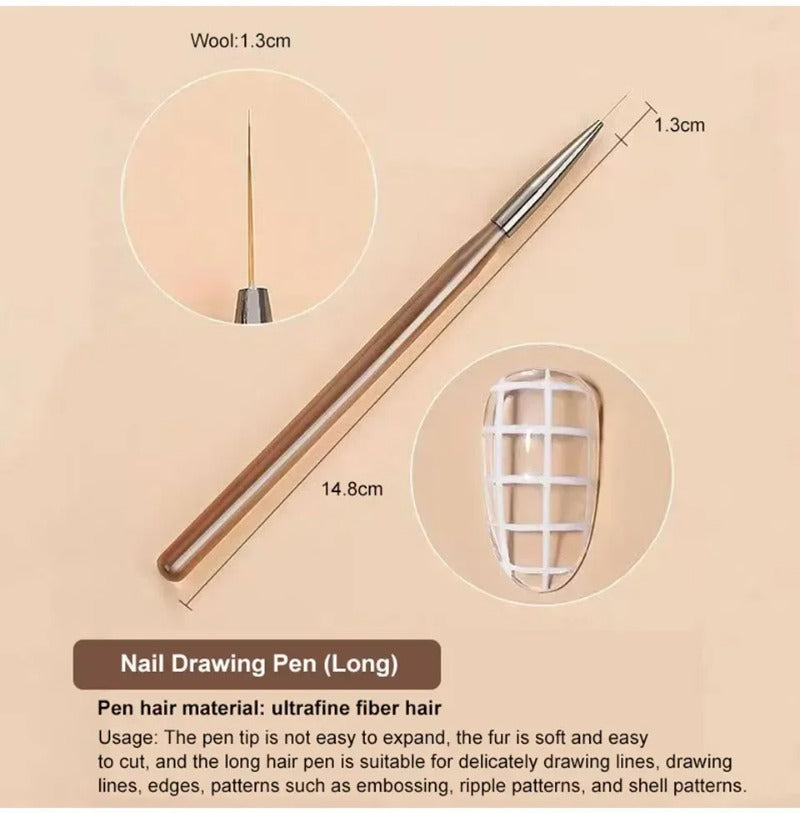 9 PC UV Gel Nail Art Brush Set for Painting Nails Tip Display Painting Tool
