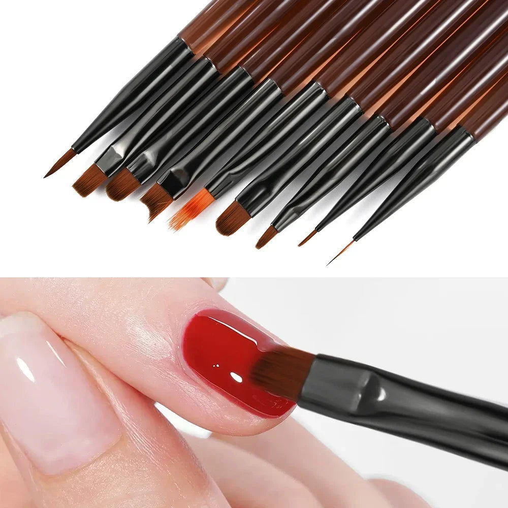 9 PC UV Gel Nail Art Brush Set for Painting Nails Tip Display Painting Tool