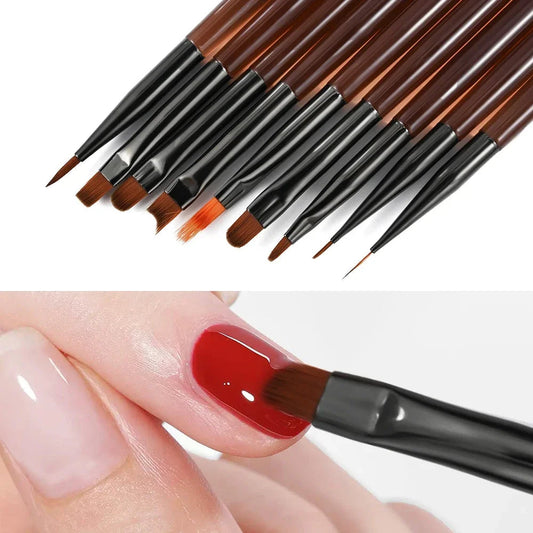 9 PC UV Gel Nail Art Brush Set for Painting Nails Tip Display Painting Tool