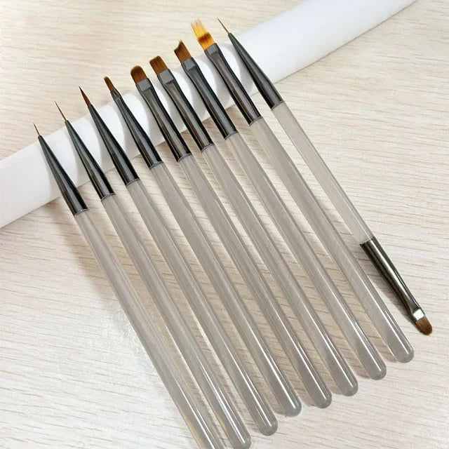 9 PC UV Gel Nail Art Brush Set for Painting Nails Tip Display Painting Tool