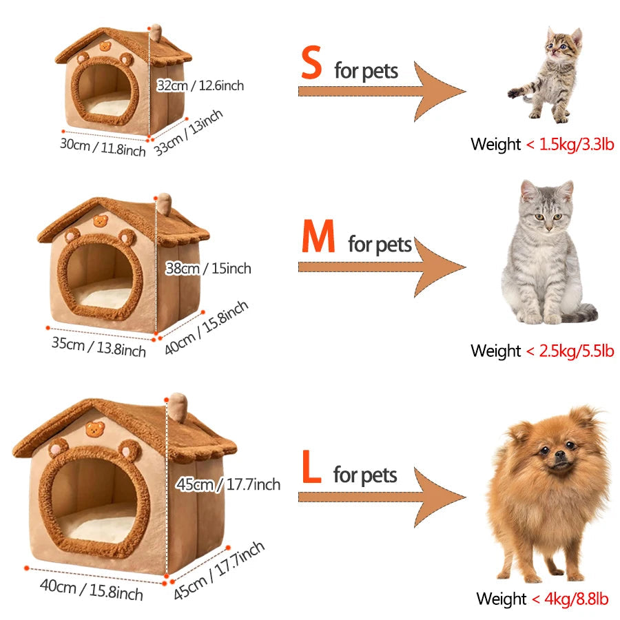 Cozy Puppy Cave and Cat House for Small to Medium Pets