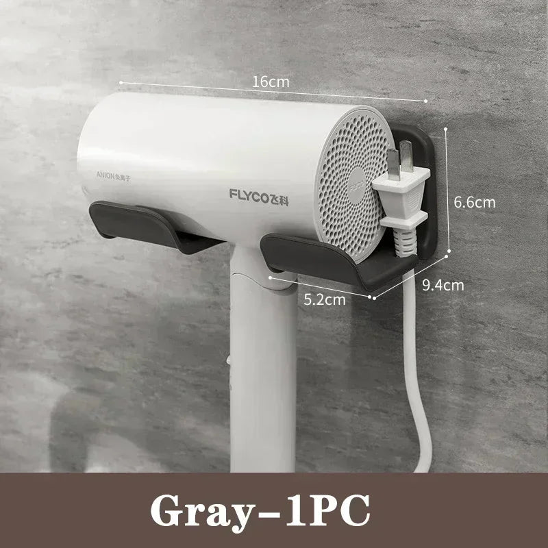Hair Dryer Holder Wall Mounted Hair Straightener Dryer Hair Stand Bathroom Organizer Shelves Washroom Organization Shelves
