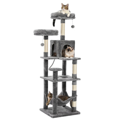 Large Cat Tree Multi-Level Plush Cat Condo with Scratching Posts Scratching Boards Perches Caves