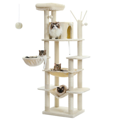 Large Cat Tree Multi-Level Plush Cat Condo with Scratching Posts Scratching Boards Perches Caves