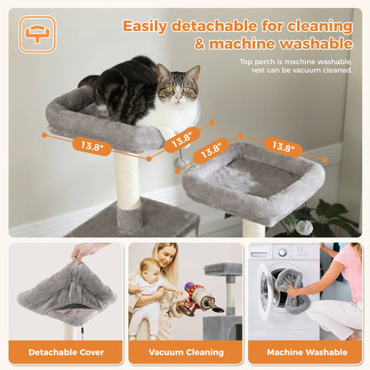 Large Cat Tree Multi-Level Plush Cat Condo with Scratching Posts Scratching Boards Perches Caves