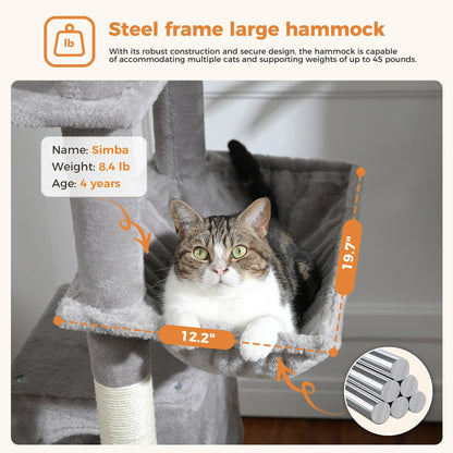 Large Cat Tree Multi-Level Plush Cat Condo with Scratching Posts Scratching Boards Perches Caves