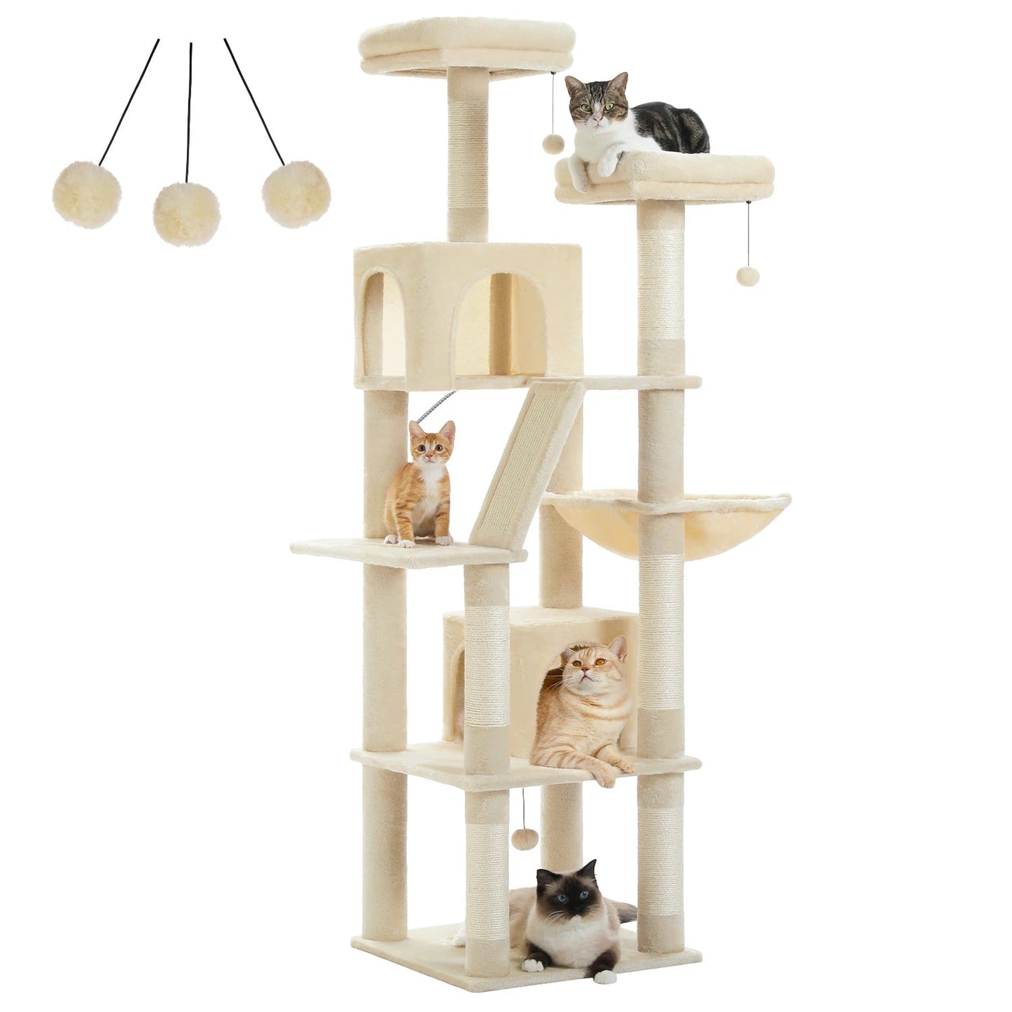 Large Cat Tree Multi-Level Plush Cat Condo with Scratching Posts Scratching Boards Perches Caves