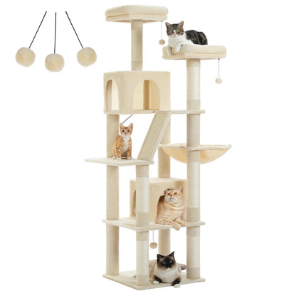 Large Cat Tree Multi-Level Plush Cat Condo with Scratching Posts Scratching Boards Perches Caves