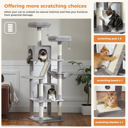 Large Cat Tree Multi-Level Plush Cat Condo with Scratching Posts Scratching Boards Perches Caves
