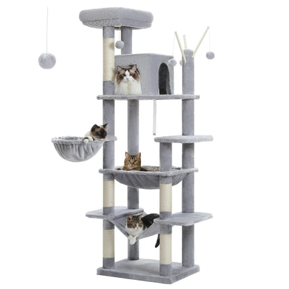 Large Cat Tree Multi-Level Plush Cat Condo with Scratching Posts Scratching Boards Perches Caves