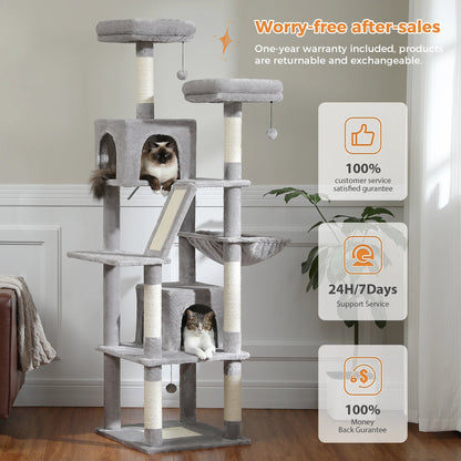 Large Cat Tree Multi-Level Plush Cat Condo with Scratching Posts Scratching Boards Perches Caves