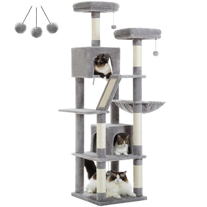 Large Cat Tree Multi-Level Plush Cat Condo with Scratching Posts Scratching Boards Perches Caves