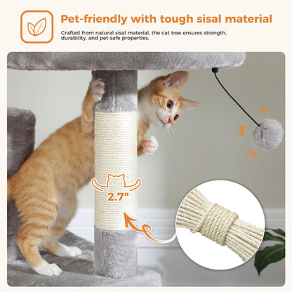 Large Cat Tree Multi-Level Plush Cat Condo with Scratching Posts Scratching Boards Perches Caves