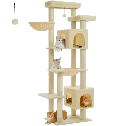 Large Cat Tree Multi-Level Plush Cat Condo with Scratching Posts Scratching Boards Perches Caves