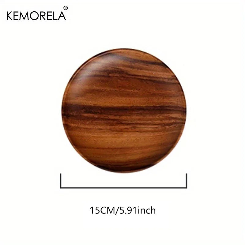 Handmade Acacia Wood Round Plate - Sushi, Dessert & Bread Dish