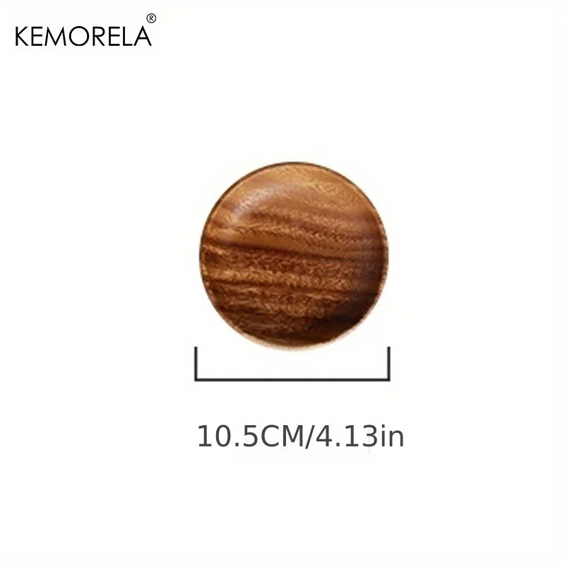Handmade Acacia Wood Round Plate - Sushi, Dessert & Bread Dish