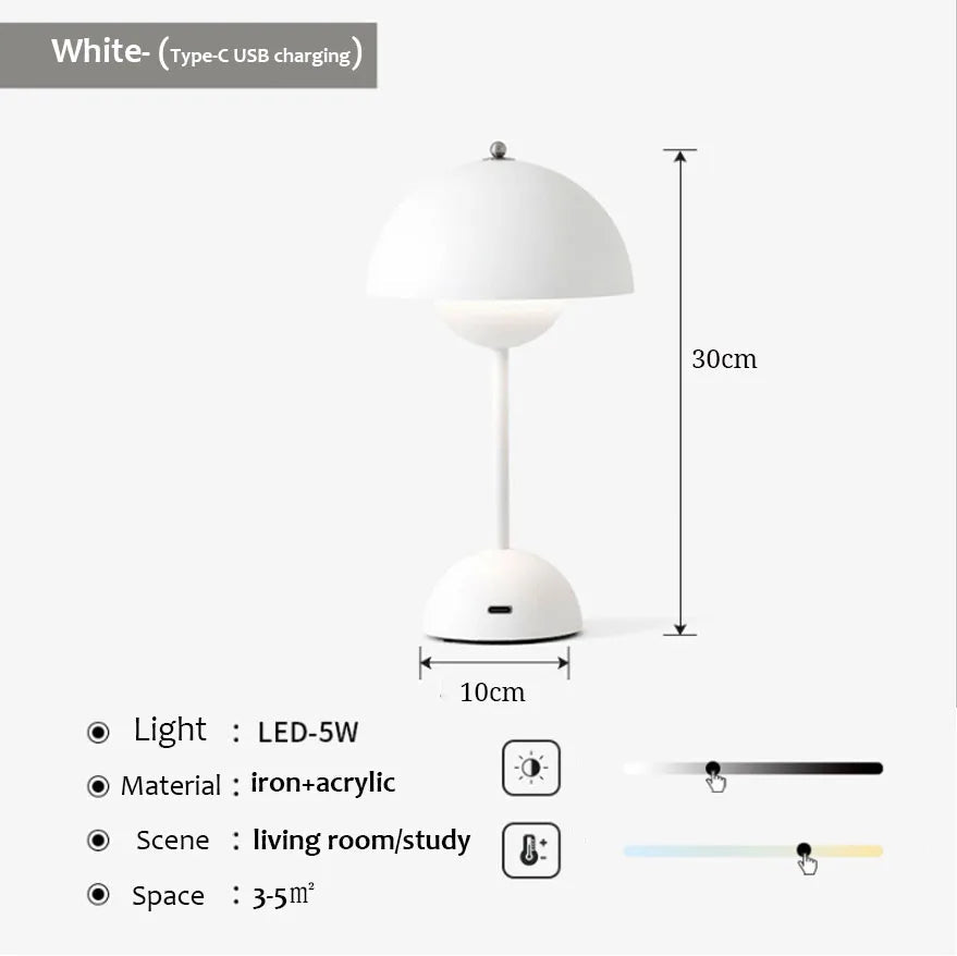 USB Rechargeable Mushroom Table Lamp