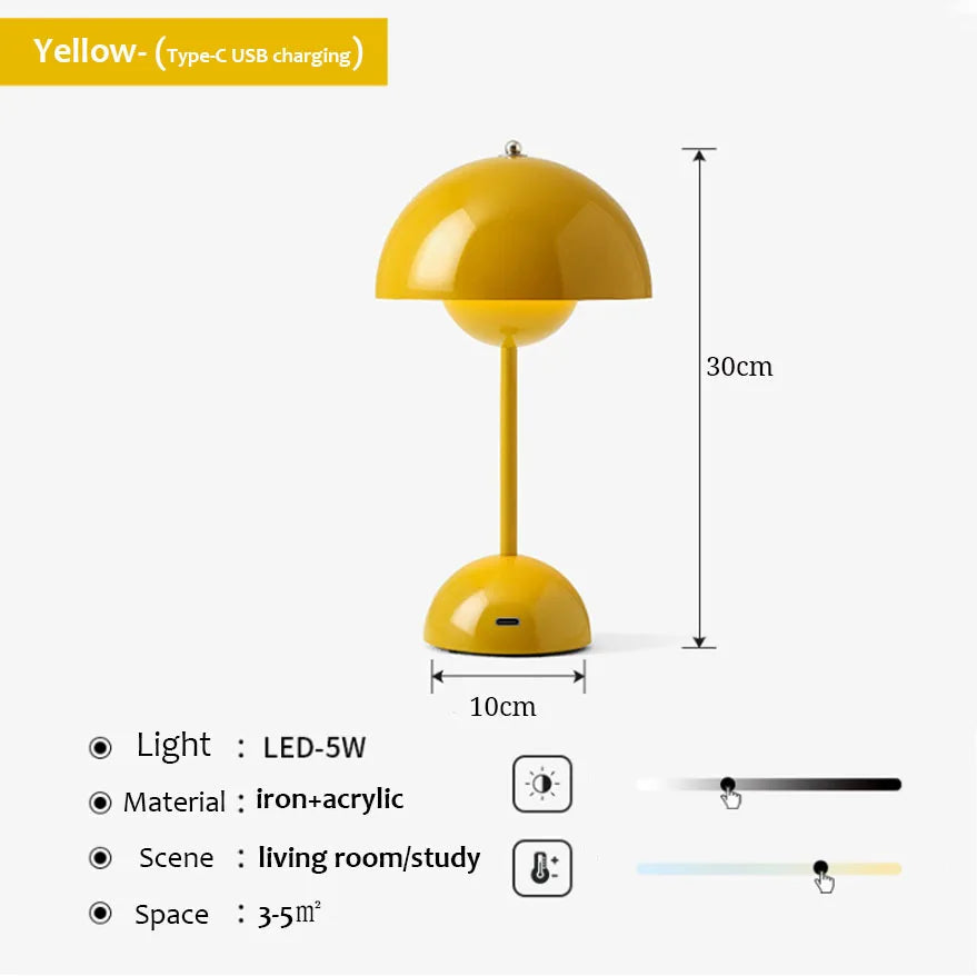 USB Rechargeable Mushroom Table Lamp
