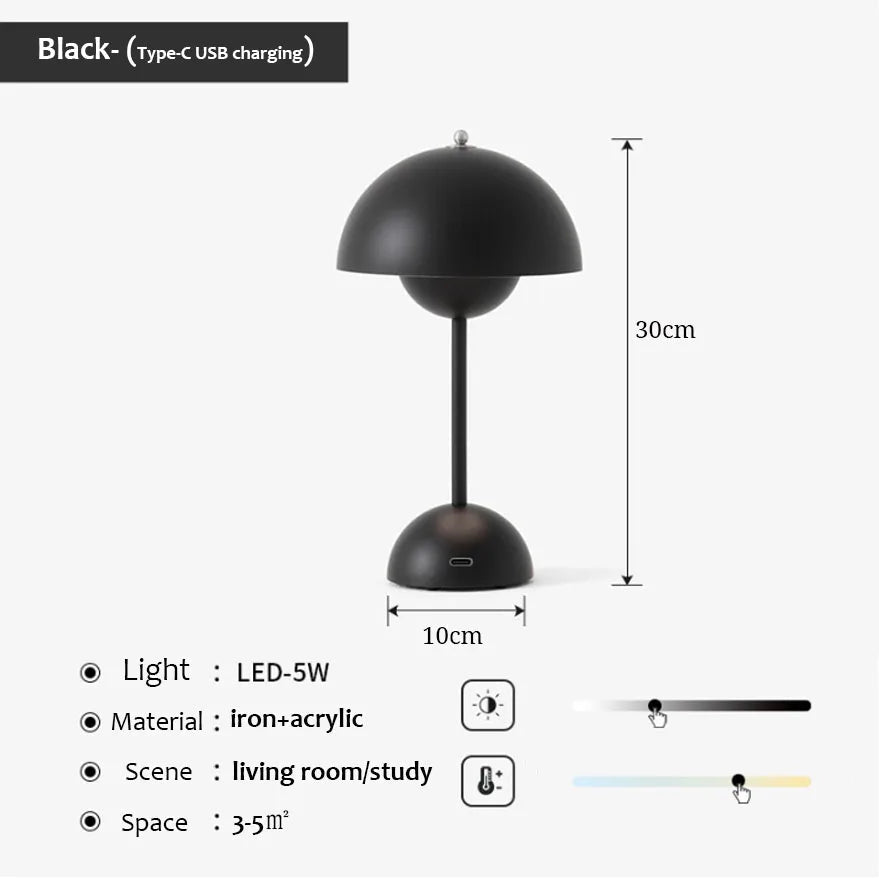 USB Rechargeable Mushroom Table Lamp