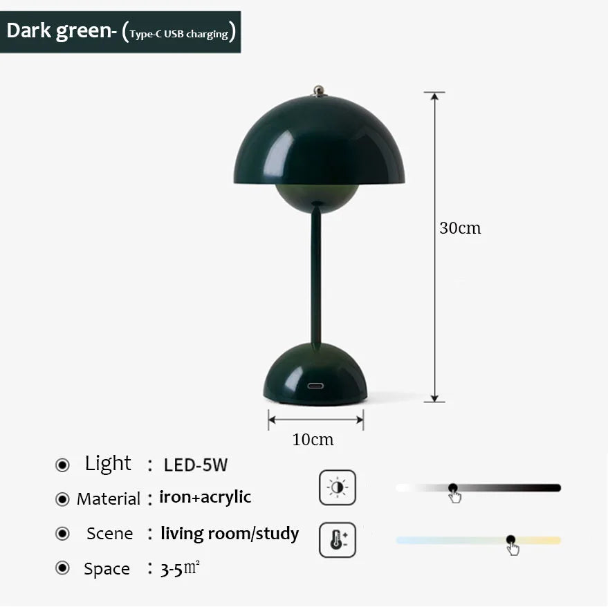 USB Rechargeable Mushroom Table Lamp