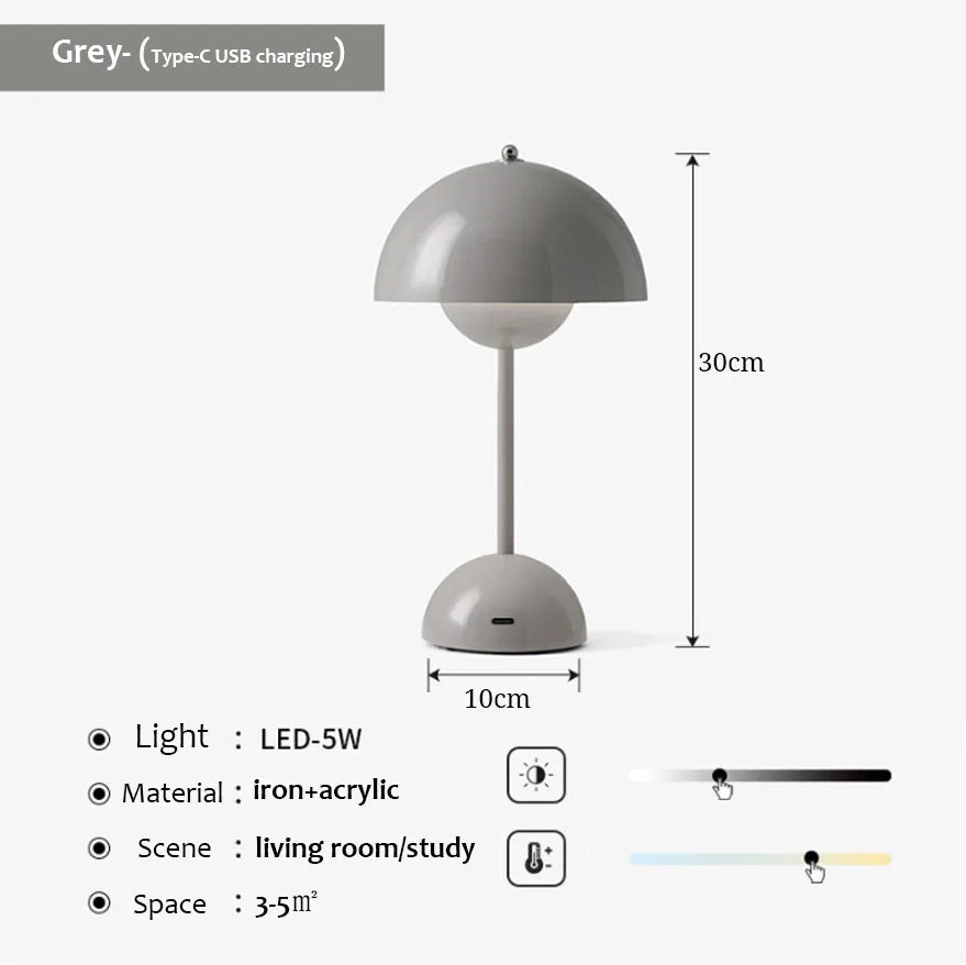 USB Rechargeable Mushroom Table Lamp