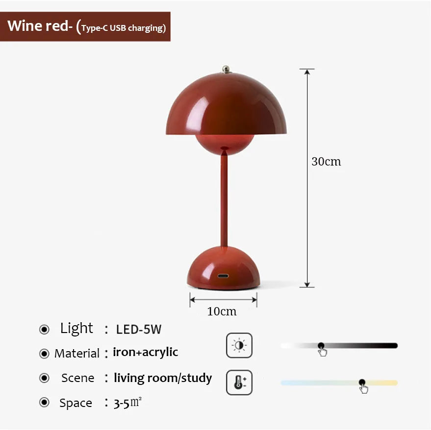 USB Rechargeable Mushroom Table Lamp